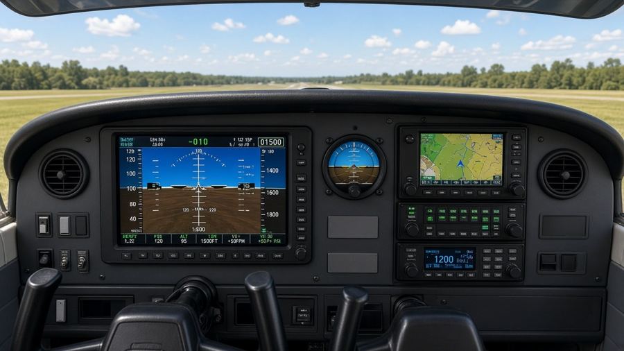 Painel de Cessna 152 modernizado (simulação)
