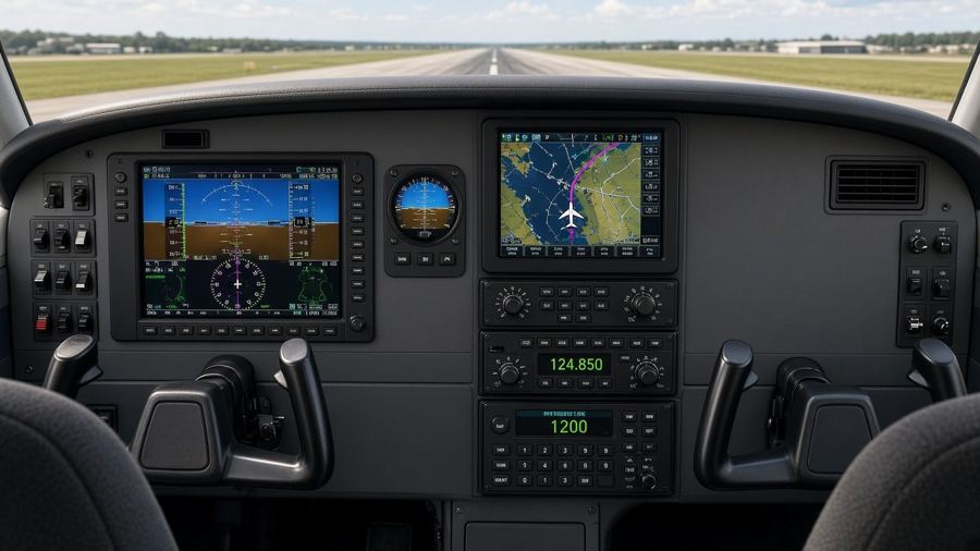 Painel de PA-28 modernizado (simulação)